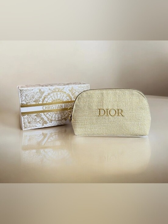 Dior Handbags - Dior Gold & White Cosmetic Pouch- BRAND NEW IN THE BOX 7"L X4. 5"